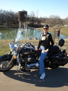 Out of the hospital and down the block and back on the Harley as a Valentine's present!